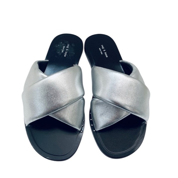 NEW Rag & Bone silver flats - Picture 1 of 6